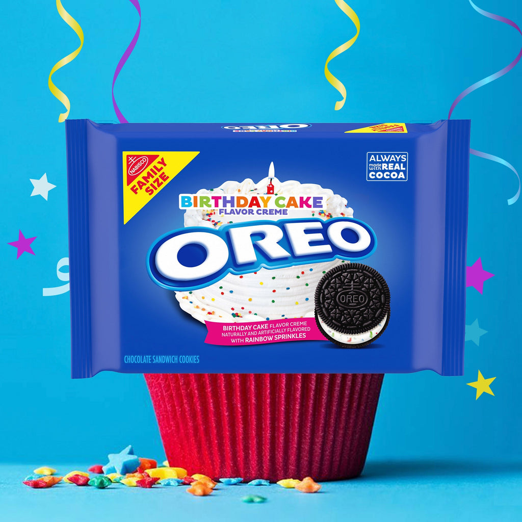 Birthday Cake Creme Chocolate Sandwich Cookies, Family Size, 2 Pack N9