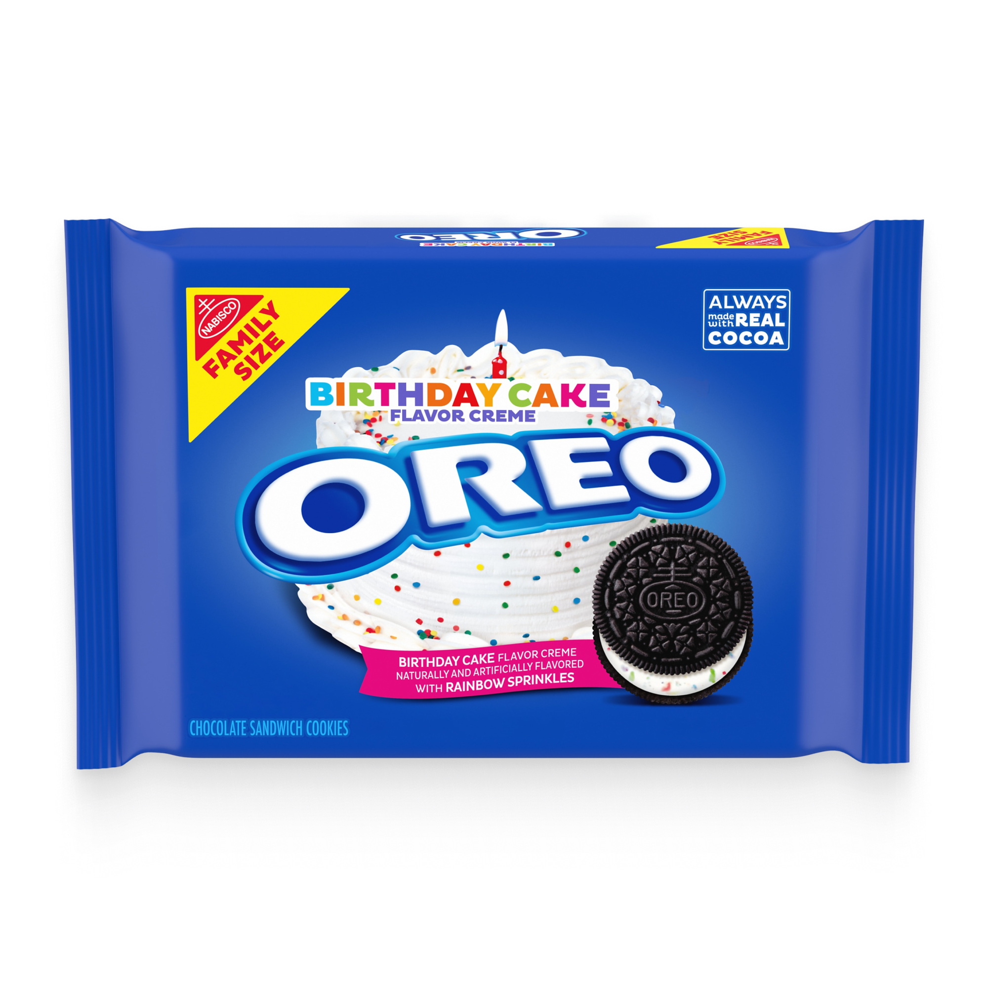 Birthday Cake Creme Chocolate Sandwich Cookies, Family Size F3