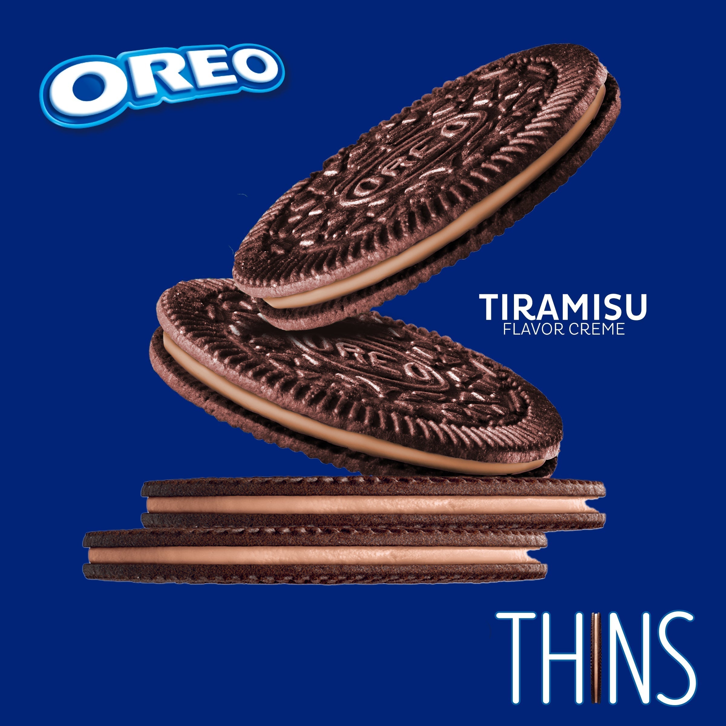 Thins Tiramisu Creme Chocolate Sandwich Cookies, Family Size, 2 Pack J0