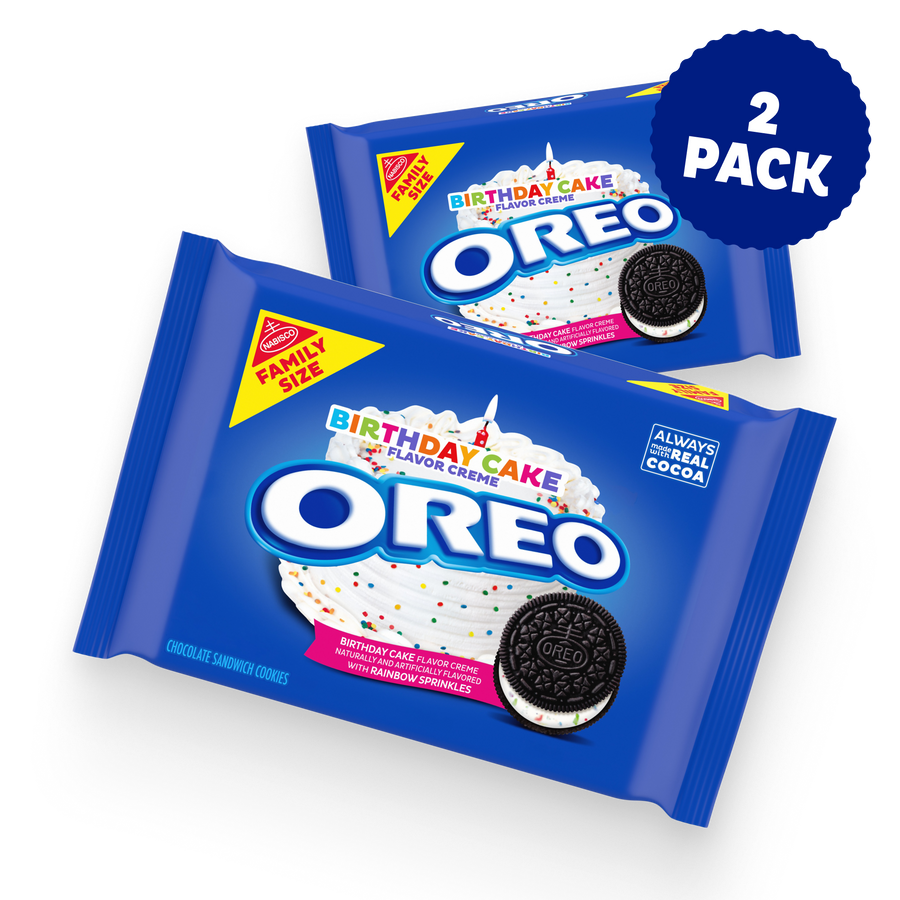 Birthday Cake Creme Chocolate Sandwich Cookies, Family Size, 2 Pack N9