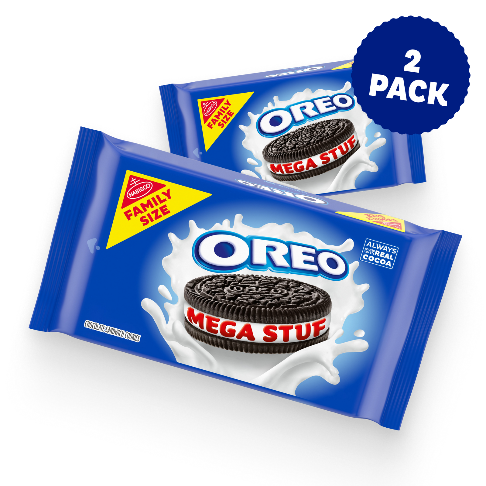 Mega Stuf Chocolate Sandwich Cookies, Family Size, 2 Pack B5