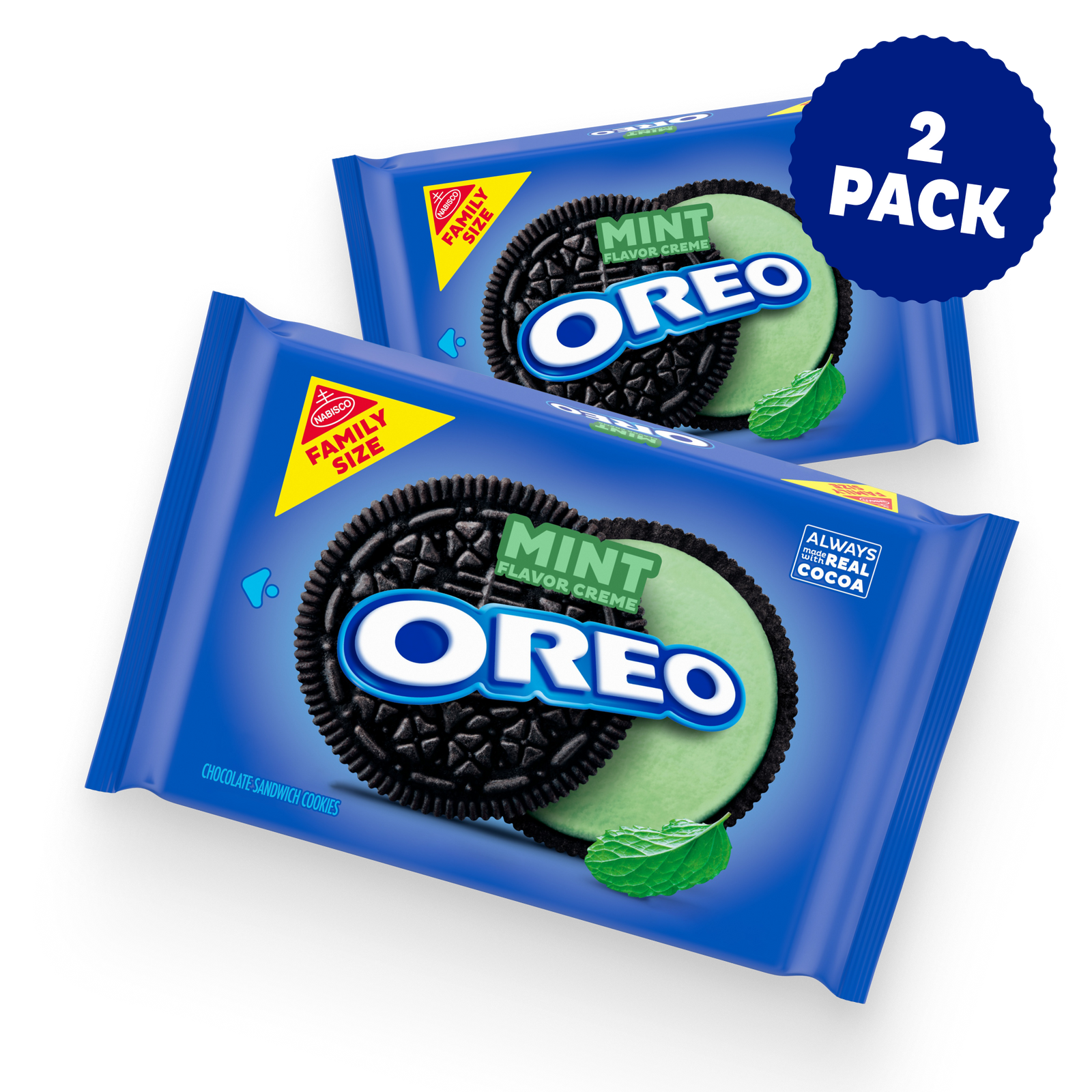 Mint Creme Chocolate Sandwich Cookies, Family Size, 2 Pack X3