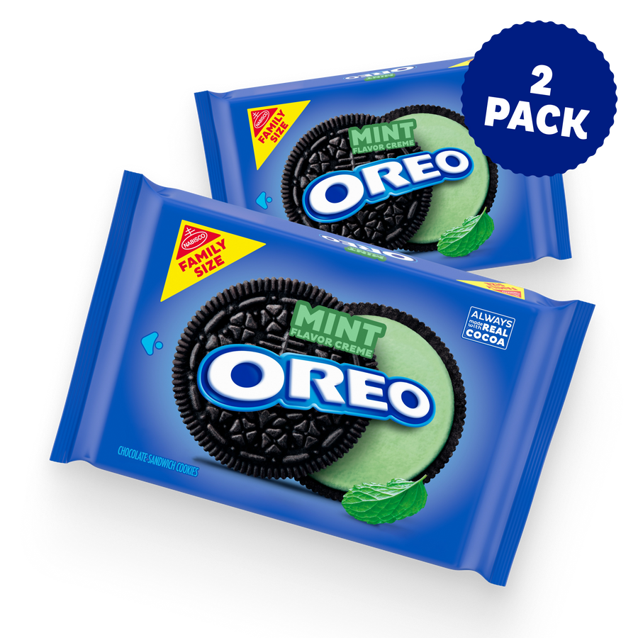 Mint Creme Chocolate Sandwich Cookies, Family Size, 2 Pack X3