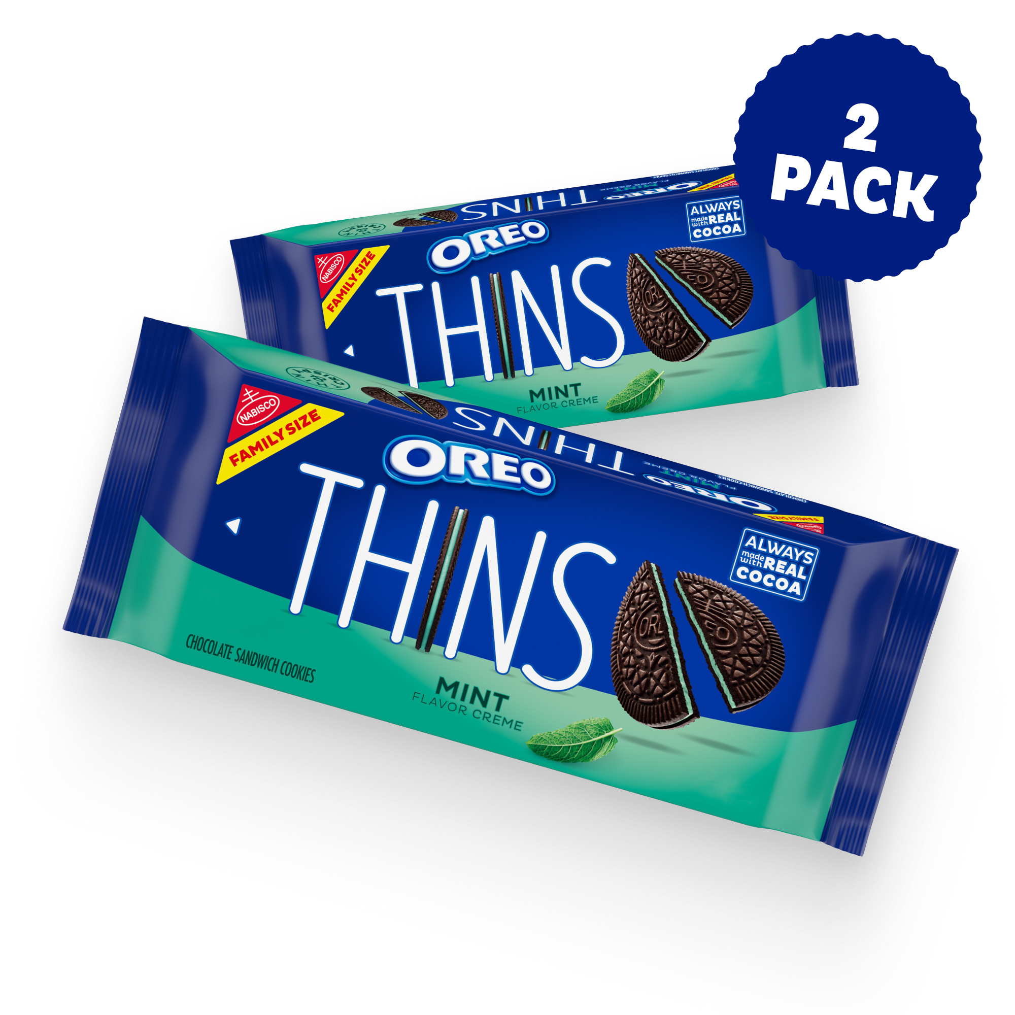 Thins Mint Creme Chocolate Sandwich Cookies, Family Size, 2 Pack K4