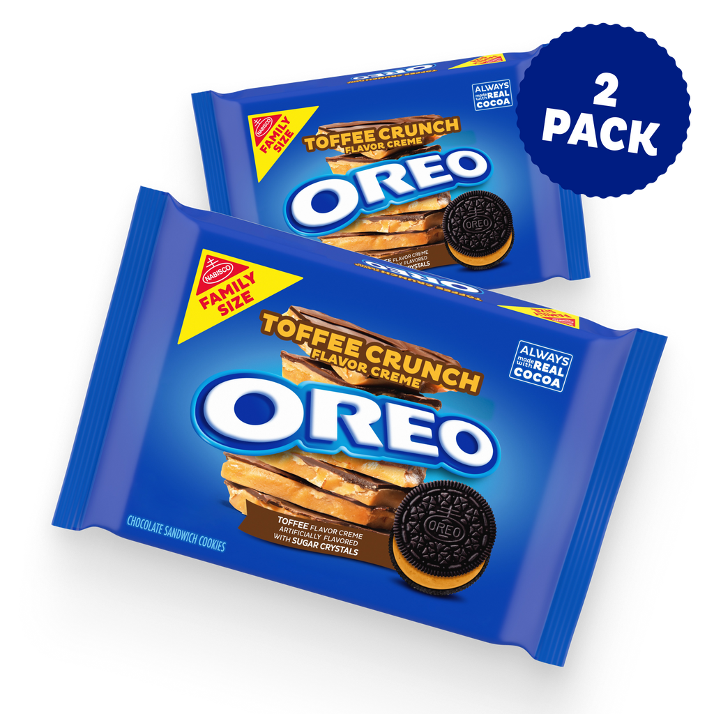 Toffee Crunch Creme With Sugar Crystals Chocolate Sandwich Cookies, Family Size, 2 Pack B4