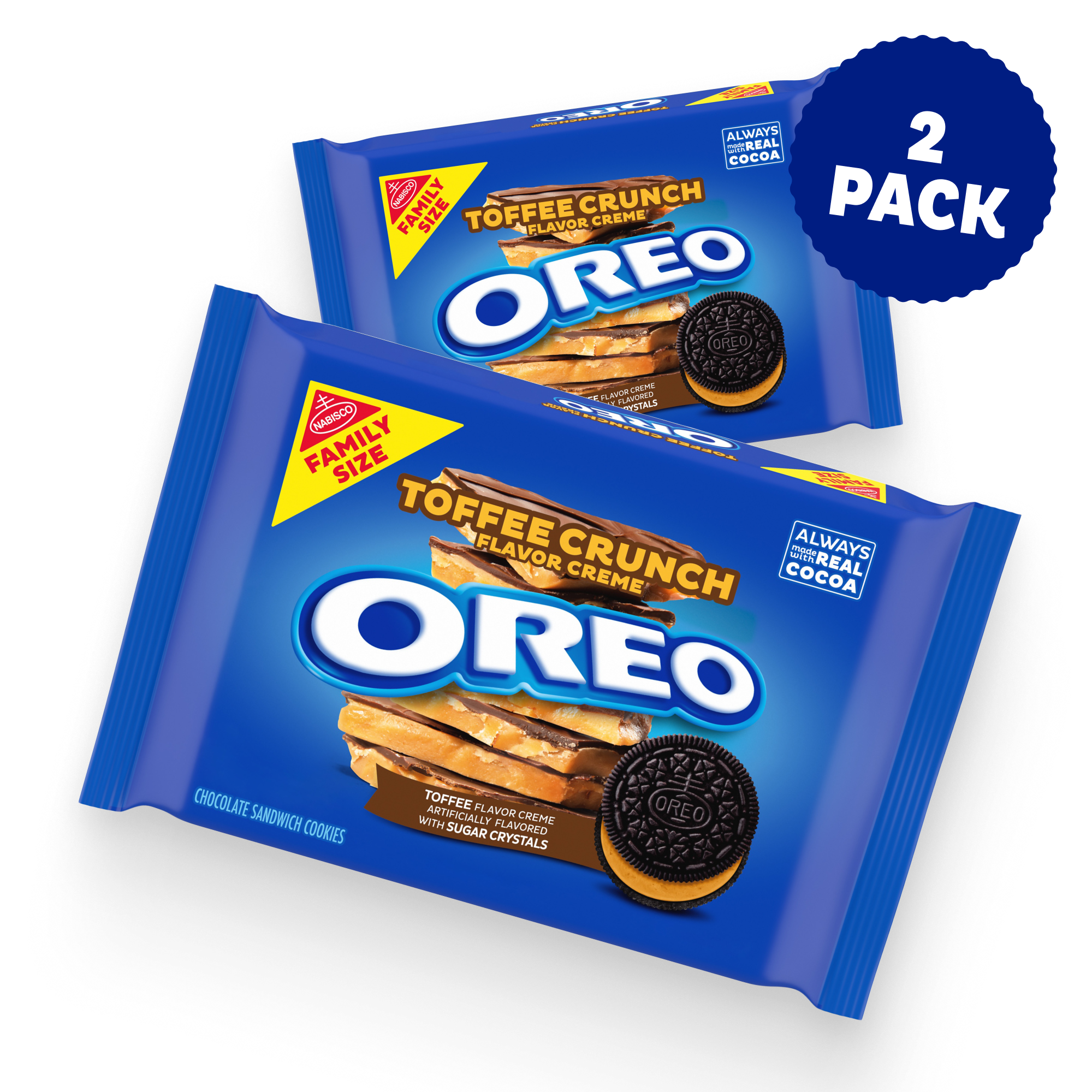 Toffee Crunch Creme With Sugar Crystals Chocolate Sandwich Cookies, Family Size, 2 Pack B4